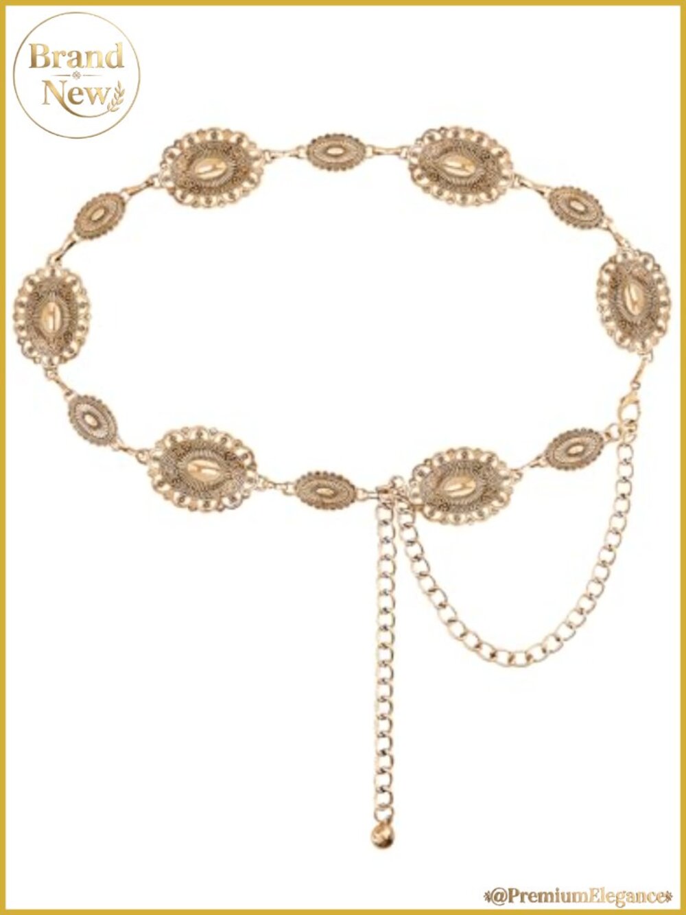Western Metal Concho Chain Belt for Women Boho Cowgirl Dress Jeans Waist